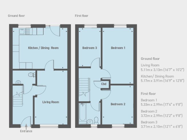 Floor plan, 3 bedroom house - artist's impression subject to change